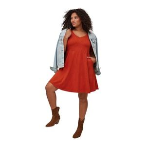 Torrid Orange V-neck T-shirt Puff Sleeve Dress 2X